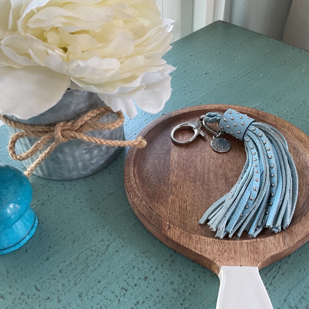 Rebecca Minkoff Leather Tassel Handbag Key FOB EUC